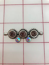 Decorative Gem - Amethyst and Crystal AB Rhinestones in Metallic Silver 2 x.75-inch Close-Out